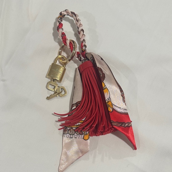 Louis Vuitton Accessories - Louis Vuitton Lock and Keys with Red Tassel Scarf Keychain Bag Charm